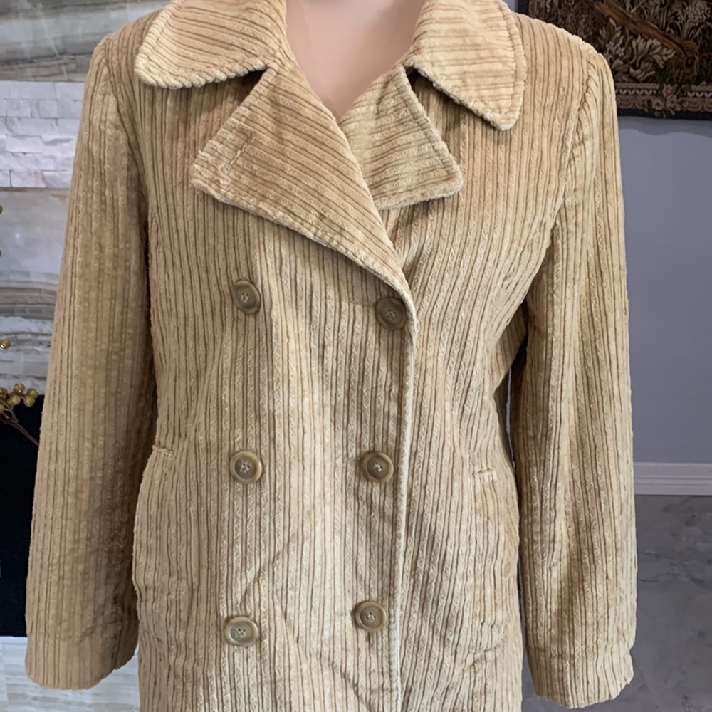 Talbots Tan Double‎ Breasted Coat. Size 8 P - Picture 6 of 14